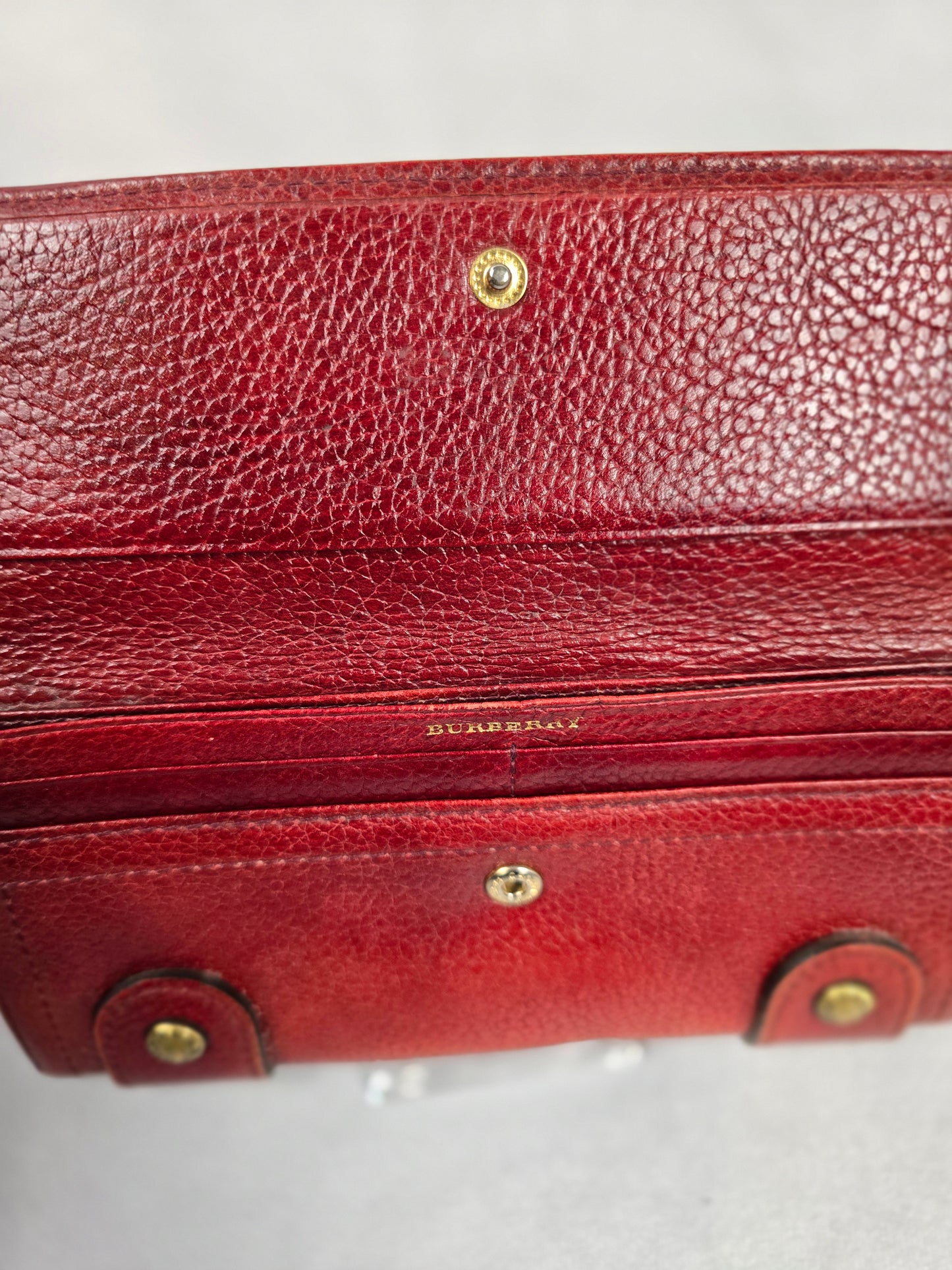 Burberry Burgundy Leather Kiss Lock Wallet