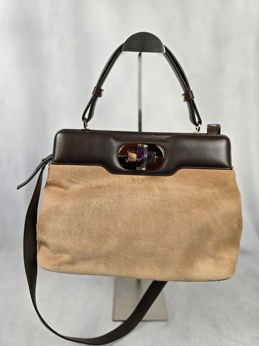 Bvlgari Isabella Rossellini Pony Hair and Calfskin Two-Way Handbag