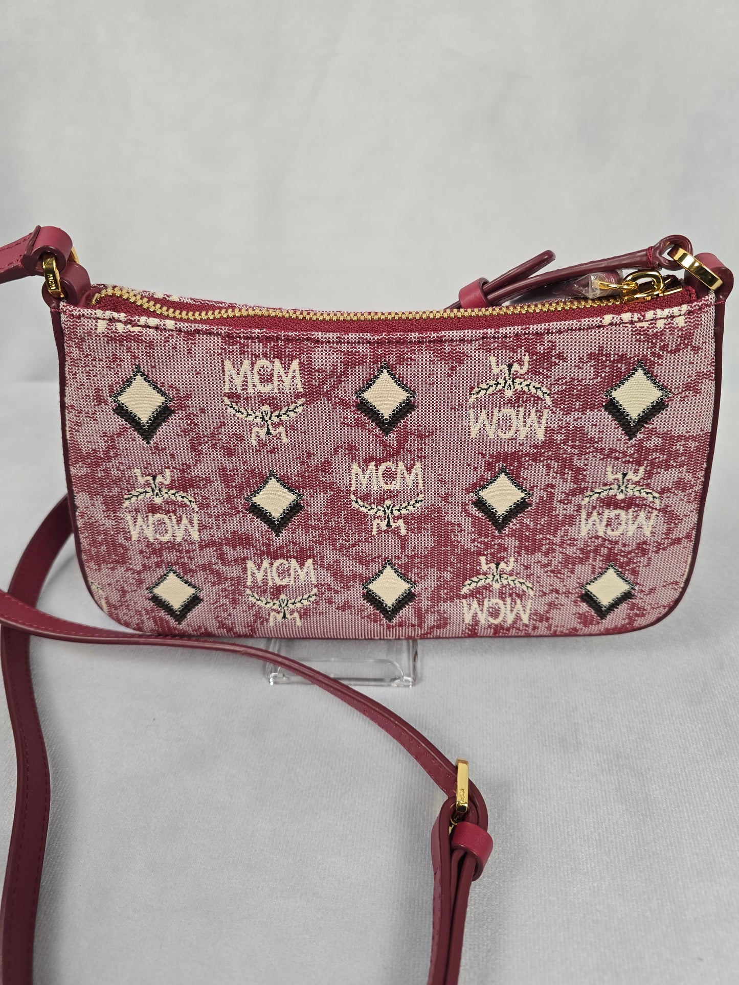 MCM Burgundy Jacquard Shoulder Bag - NWT
