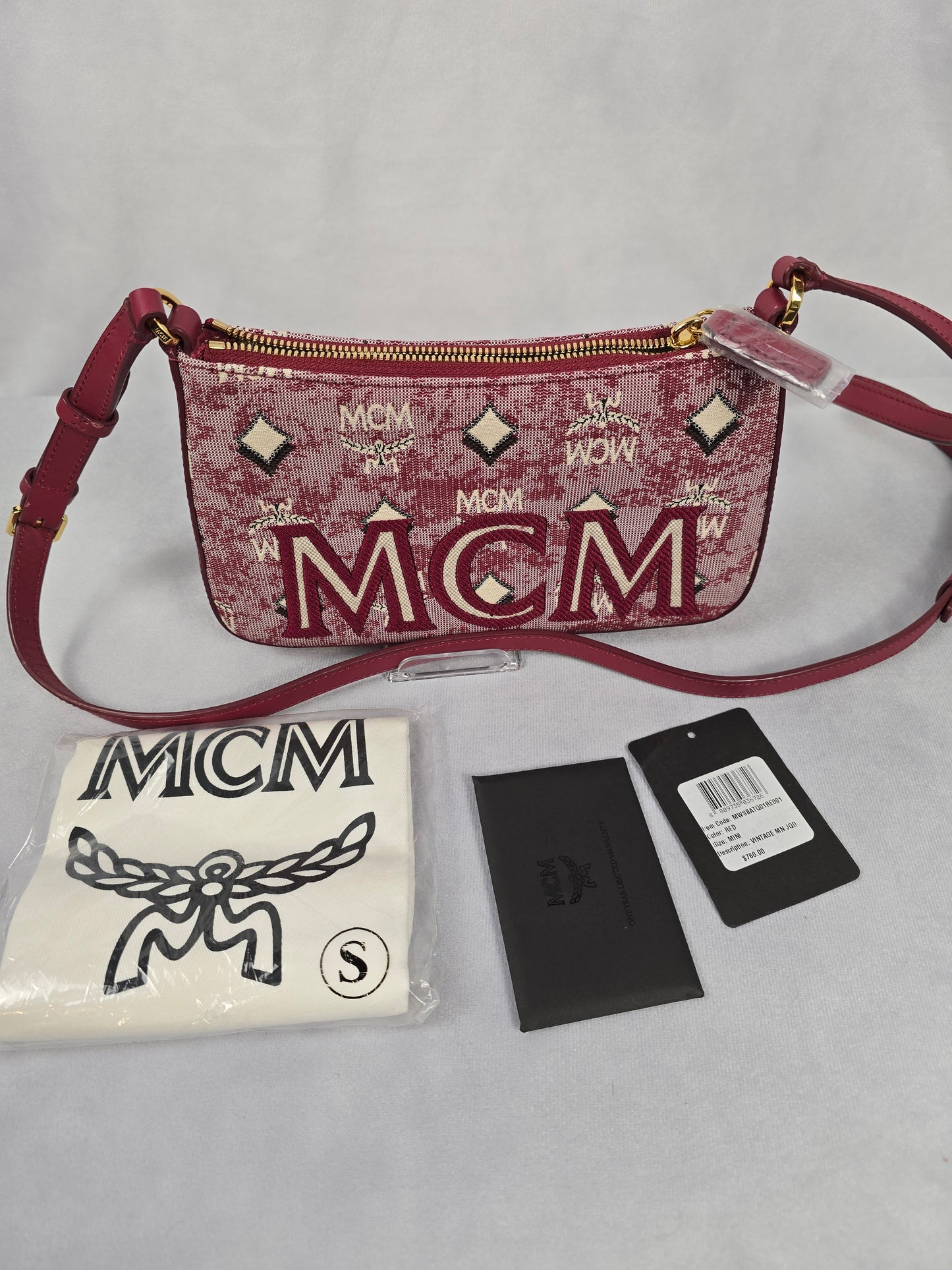 MCM Burgundy Jacquard Shoulder Bag - NWT