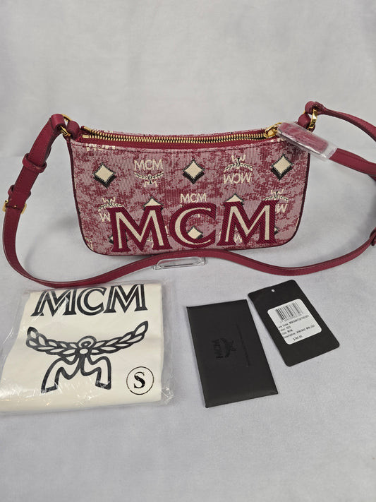MCM Burgundy Jacquard Shoulder Bag - NWT