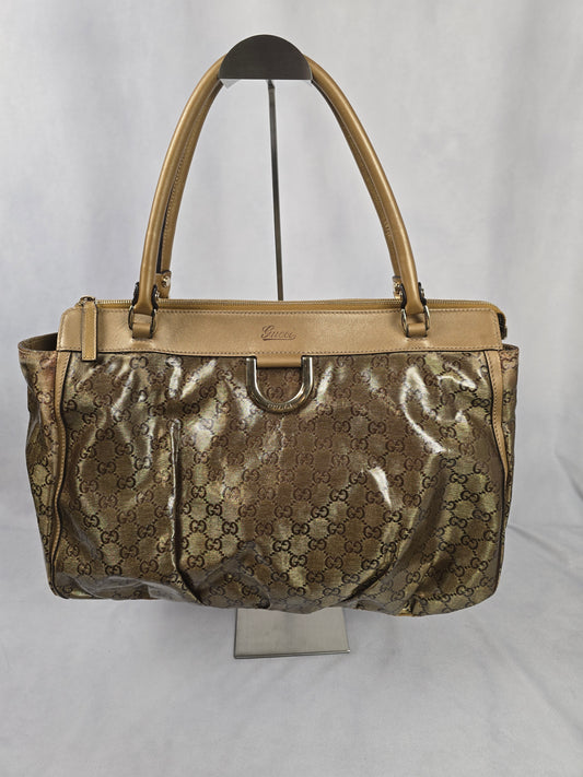 Gucci Brown GG Crystal Top Handle Bag