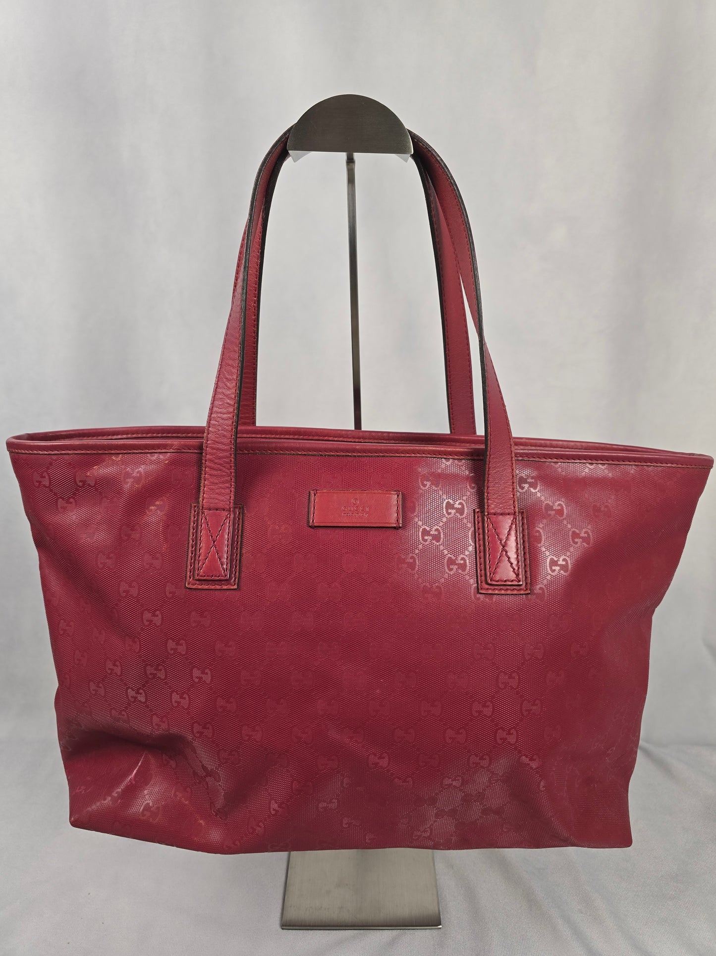 Gucci Guccismo Red Calfskin Leather Tote