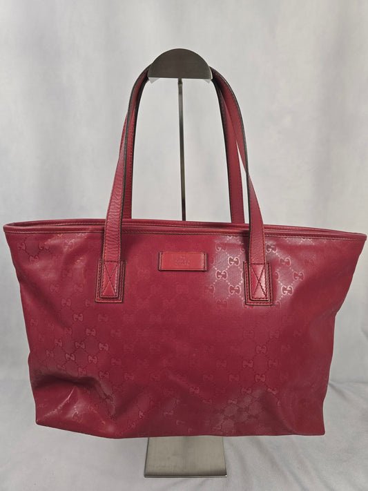Gucci Guccismo Red Calfskin Leather Tote