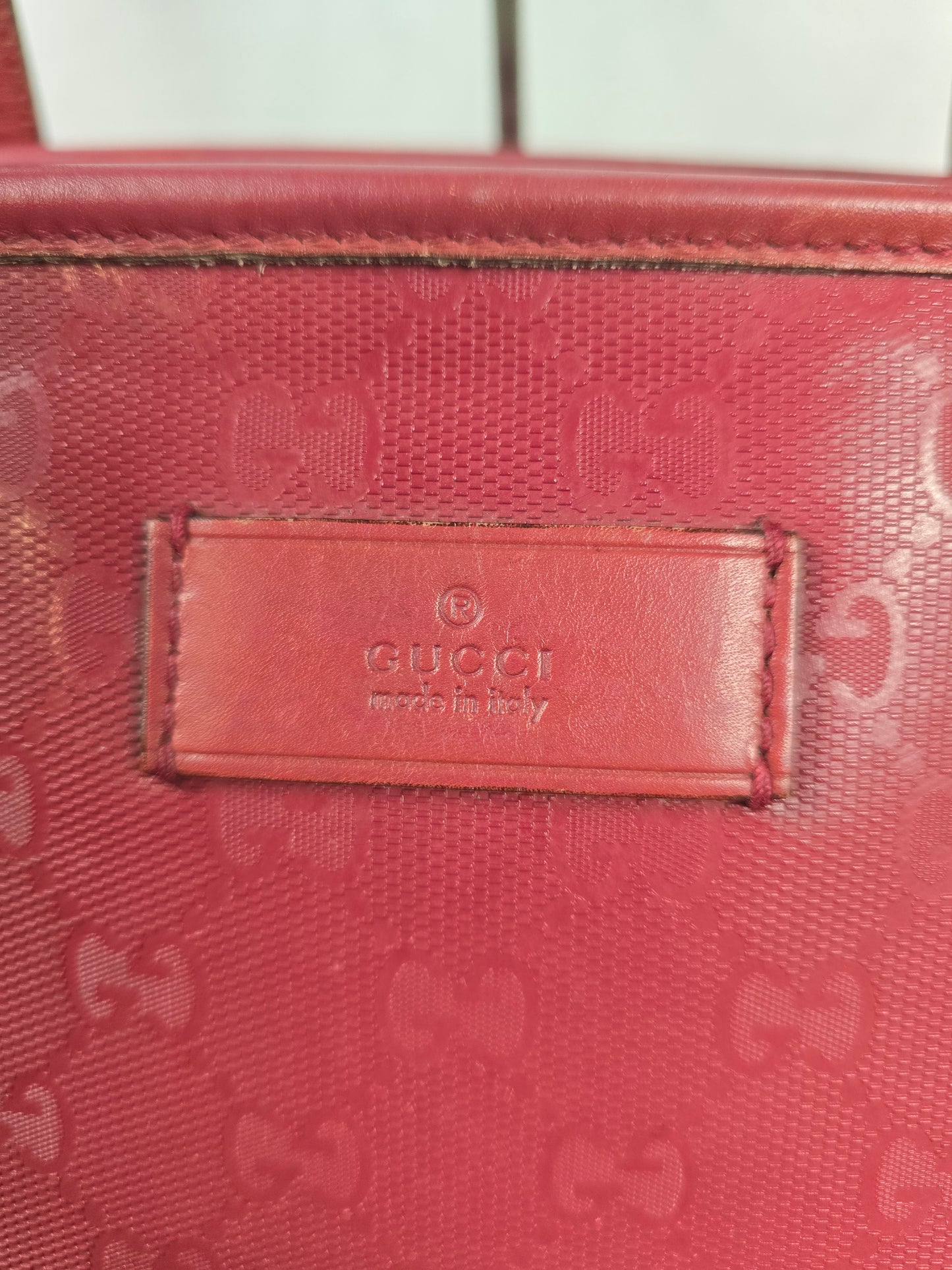 Gucci Guccismo Red Calfskin Leather Tote