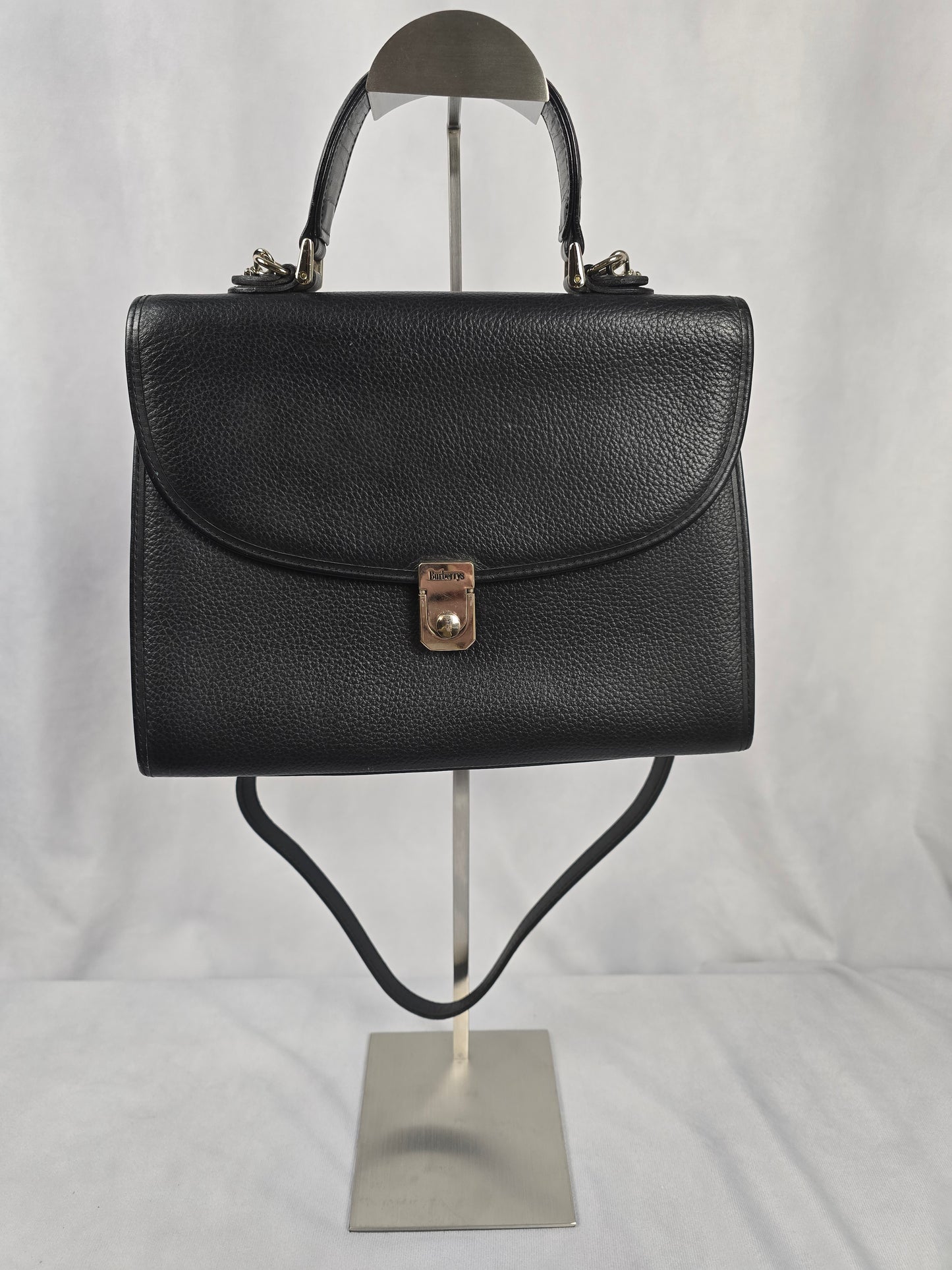 Burberry Black Leather Two-Way Handbag