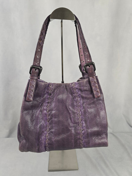 Bottega Veneta Purple Exotic Leather Tote