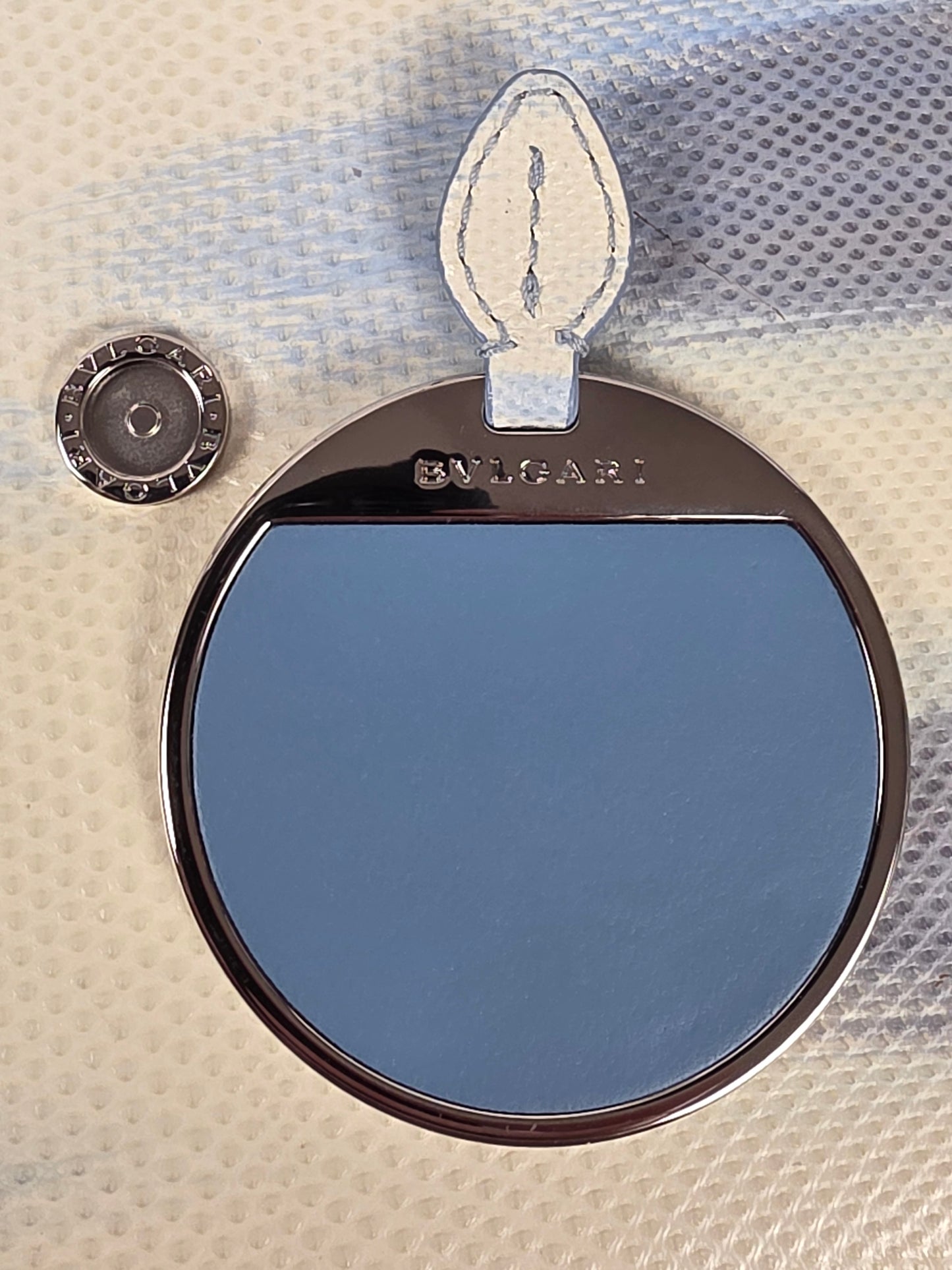 BVLGARI SERPENTI SMALL CROSSBODY, WHITE & BLUE W/ RAIN COAT