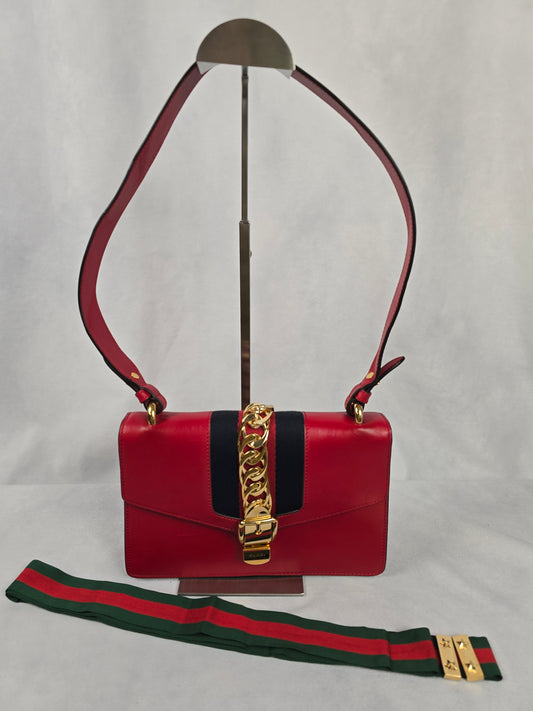 Gucci Red Sylvie Shoulder Bag