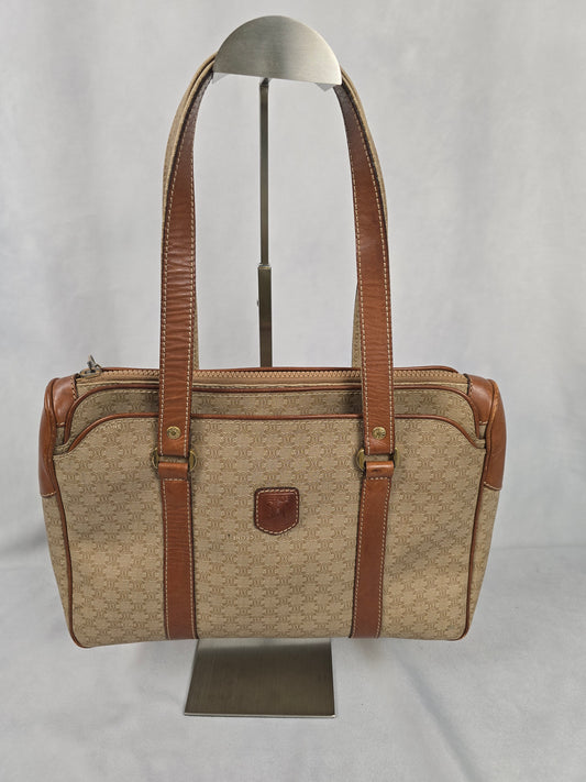 Celine Macadam Leather Trim Top Handle Bag