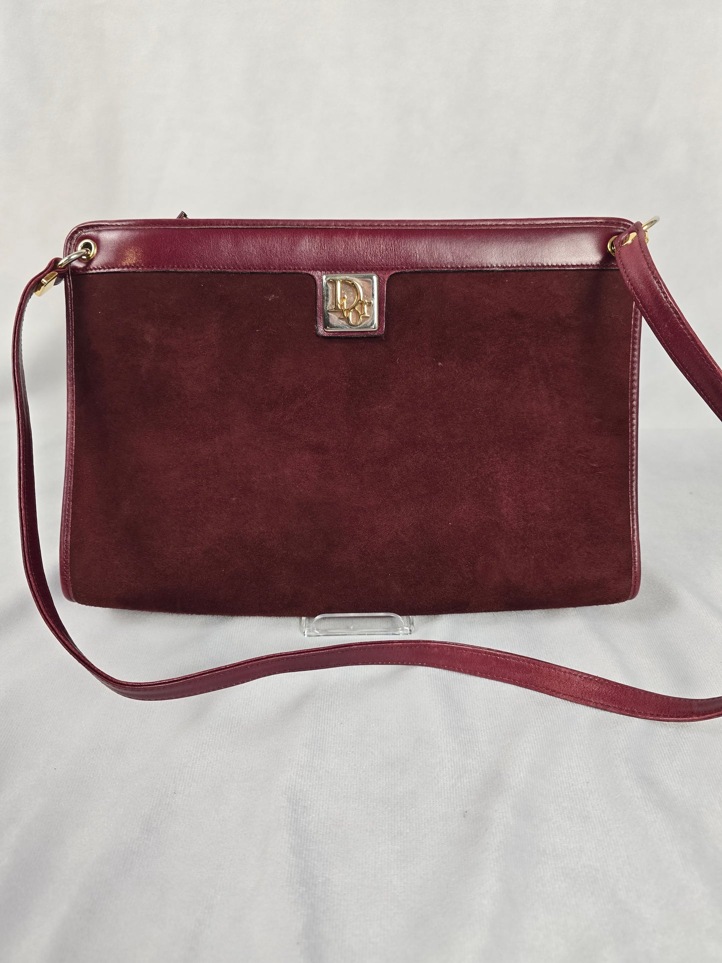 Christian Dior Burgundy Suede Shoulder Bag