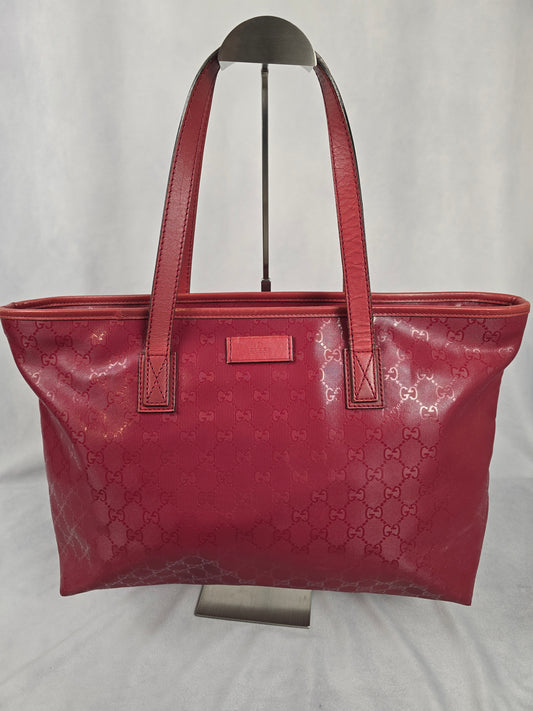 Gucci Guccismo Red Calfskin Leather Tote