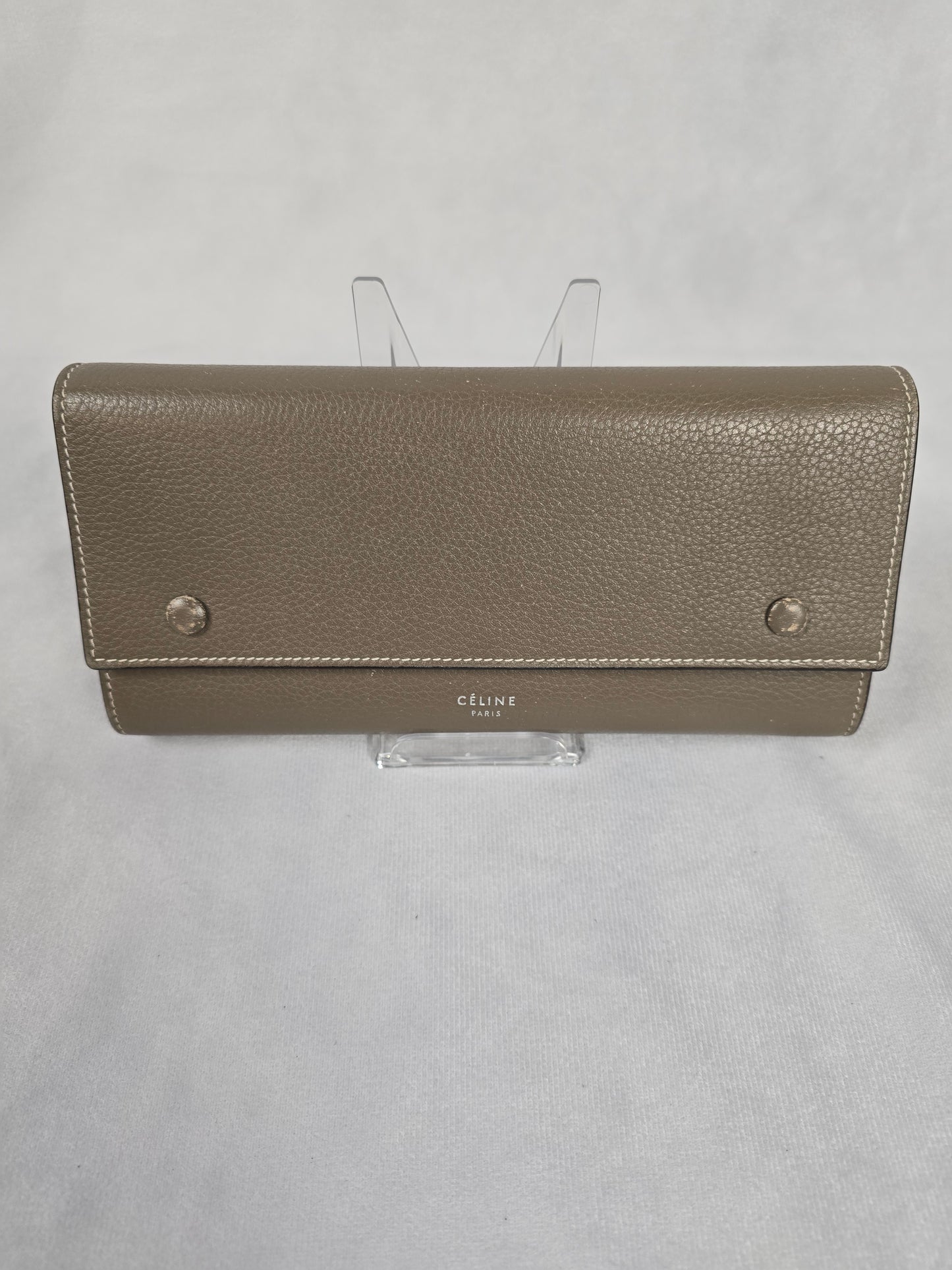 Celine Grey Leather Snap Wallet