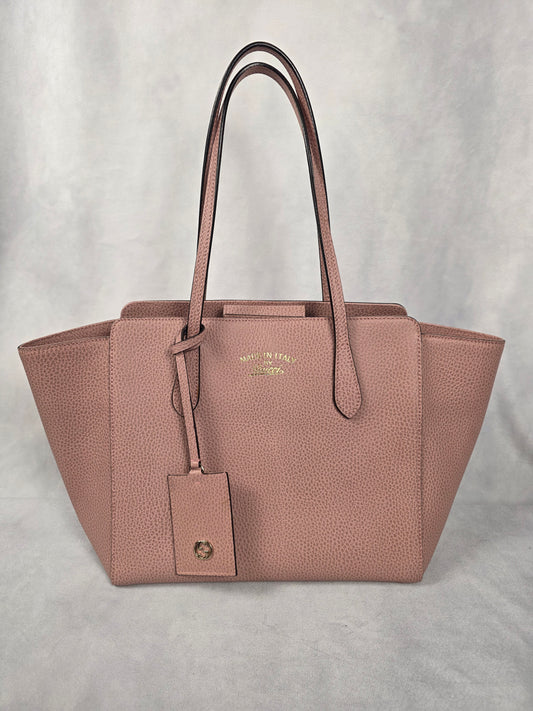 GUCCI SWING LEATHER PINK TOTE