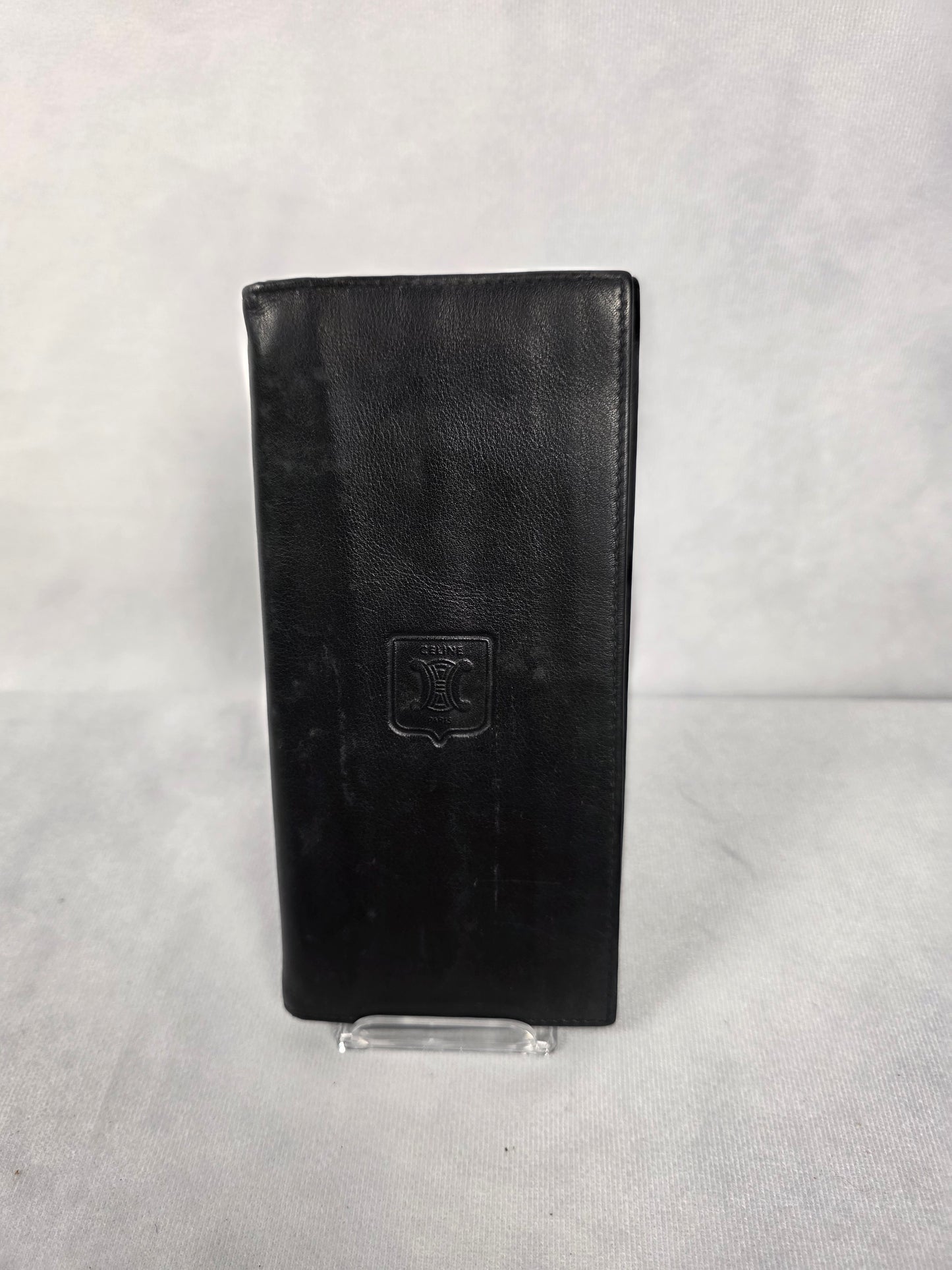 CELINE GREEN LEATHER LONG BIFOLD WALLET