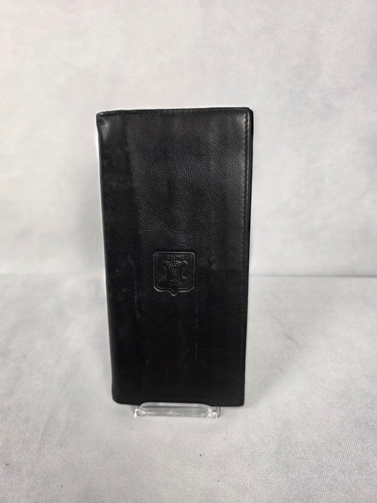 CELINE GREEN LEATHER LONG BIFOLD WALLET