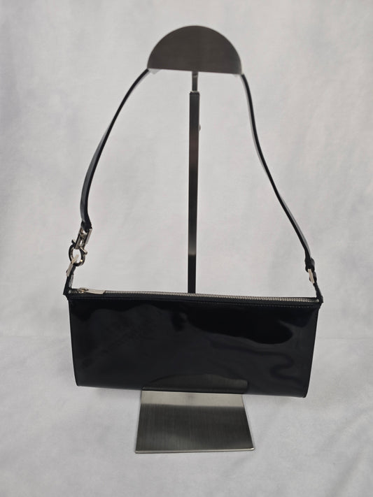 Ferragamo Black Patent Leather Shoulder Bag