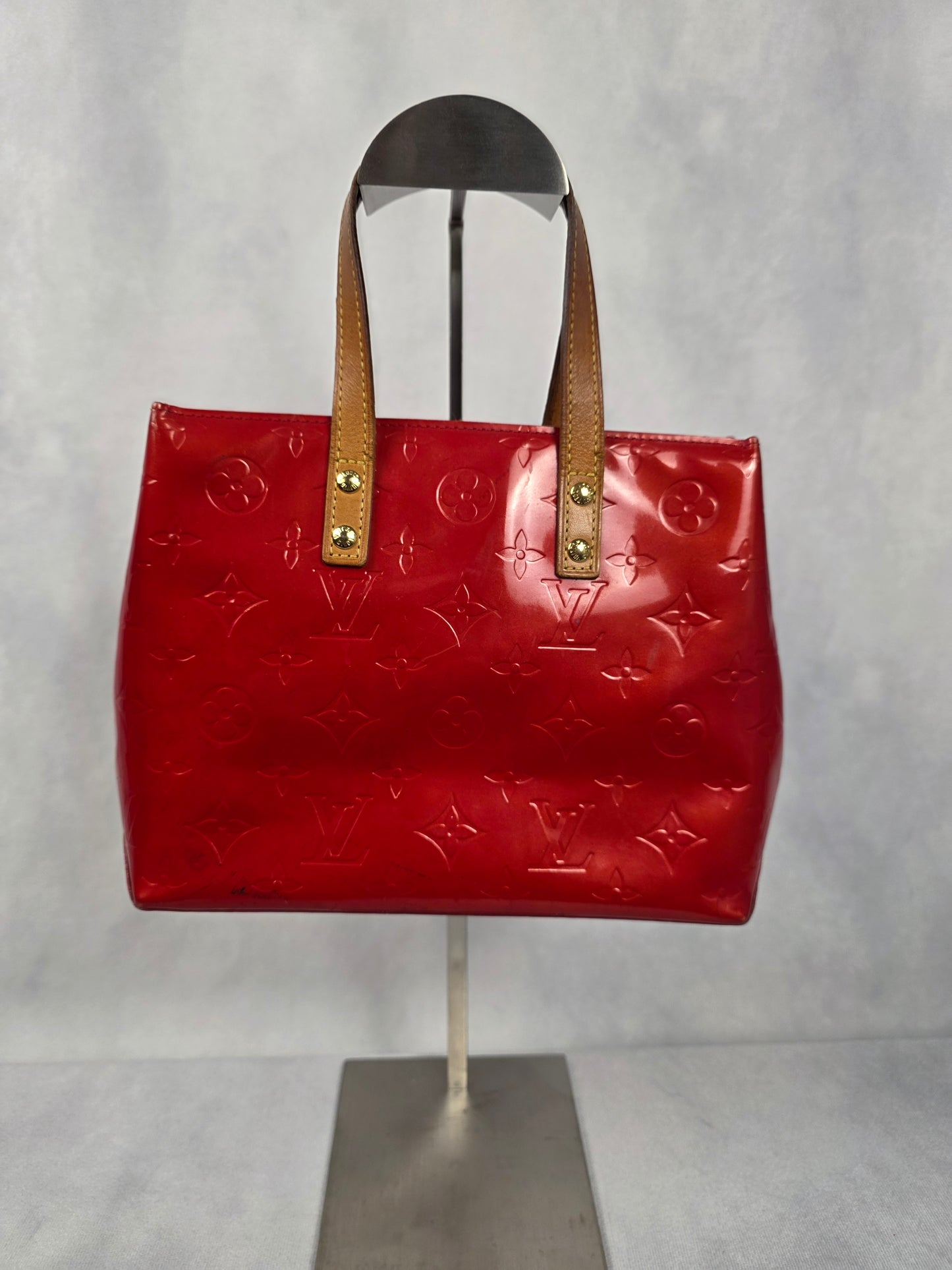 LOUIS VUITTON SMALL READE PM RED VERNIX LEATHER TOTE