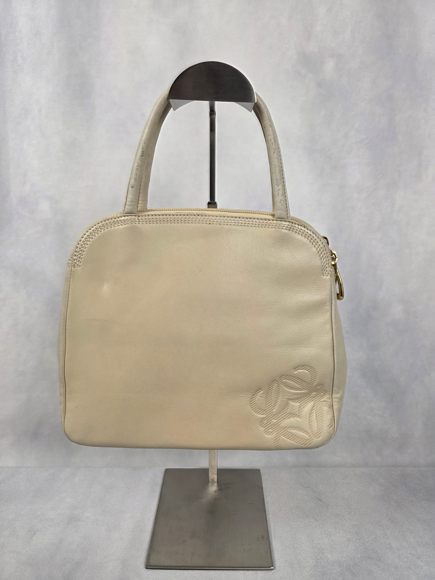 LOEWE LEATHER TOP HANDLE BEIGE HANDBAG