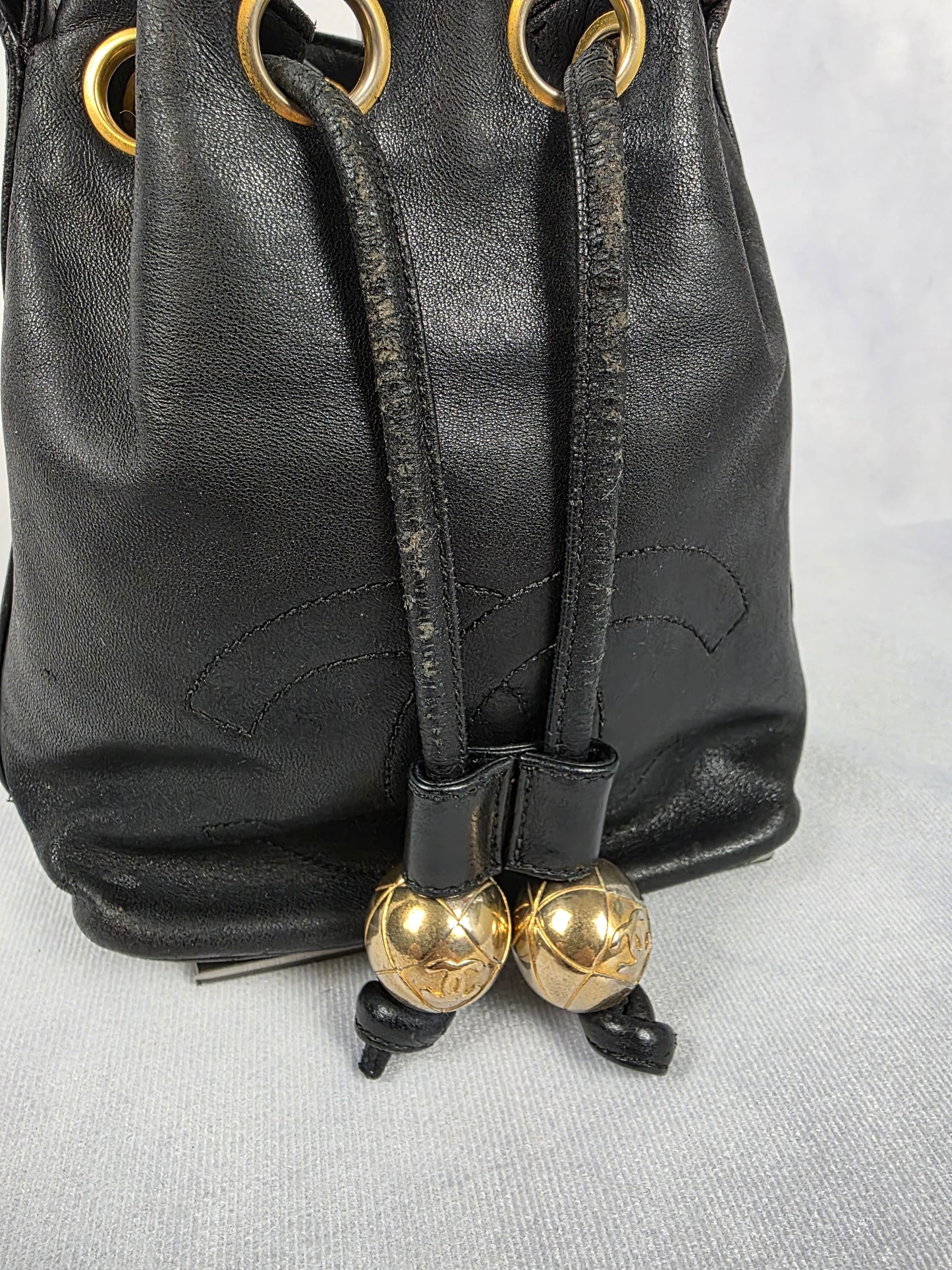 CHANEL MINI LAMBSKIN CC DRAWSTRING BUCKET BAG
