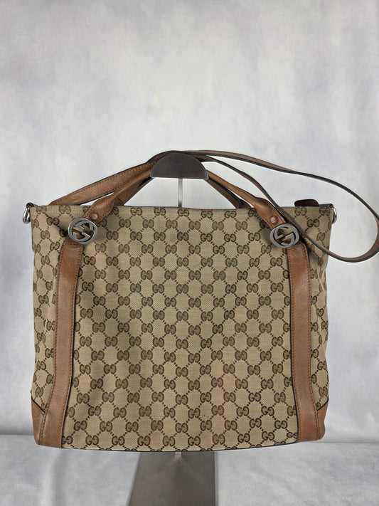GUCCI MISS GG CONVERTIBLE MEDIUM CANVAS TOTE