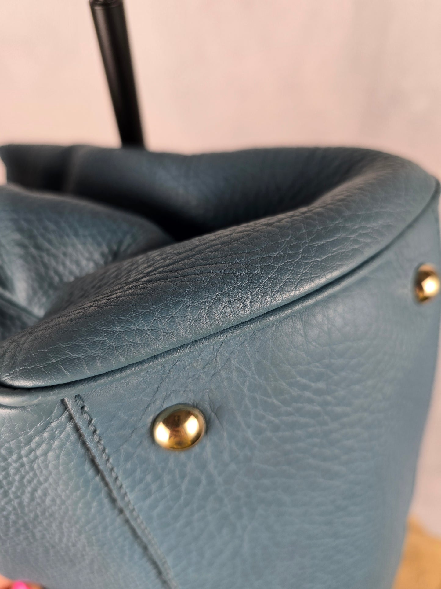 Gucci Bamboo Two-Way Teal Leather Tote