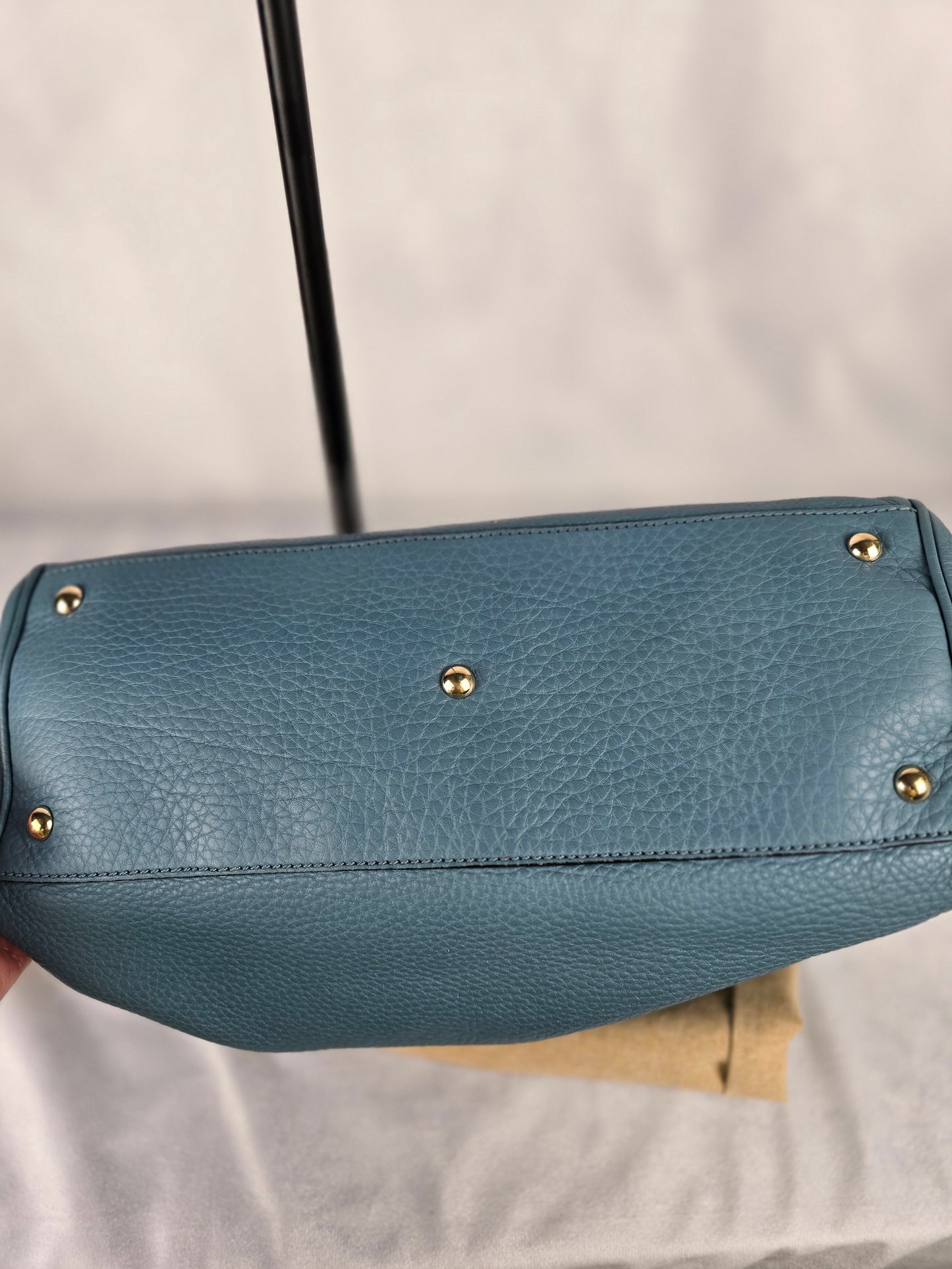 Gucci Bamboo Two-Way Teal Leather Tote