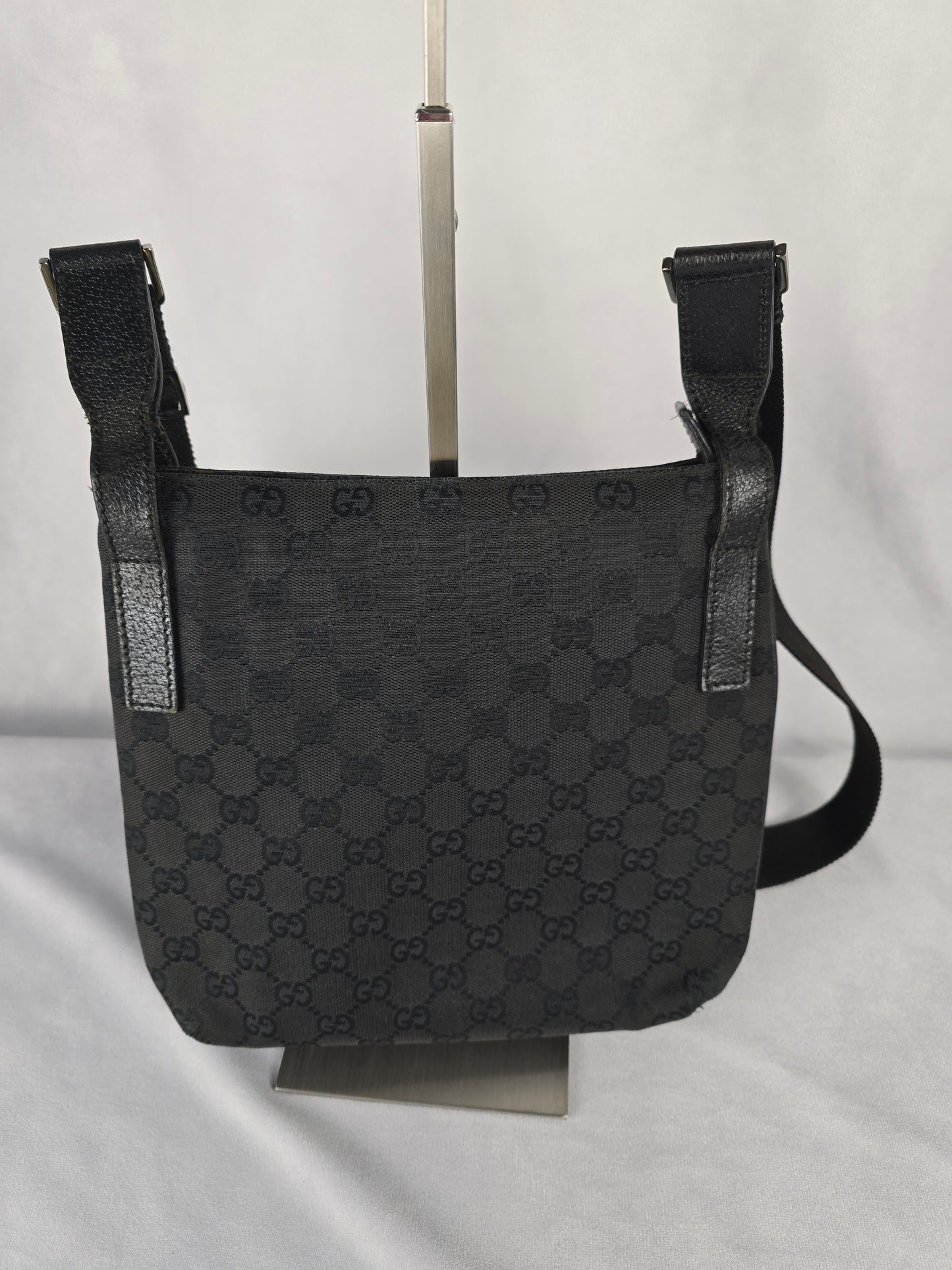 Gucci Canvas Black Crossbody with Leather Trim