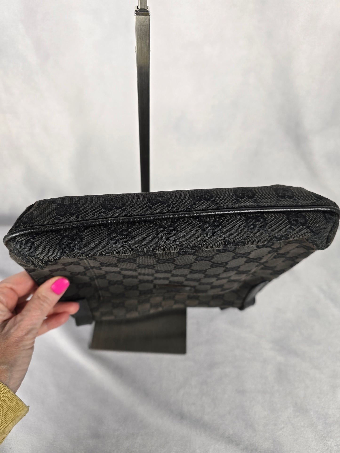 Gucci Canvas Black Crossbody with Leather Trim