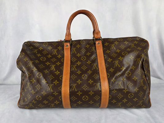 LOUIS VUITTON VINTAGE MONOGRAM KEEPALL 50 W/ LOCK AND KEY