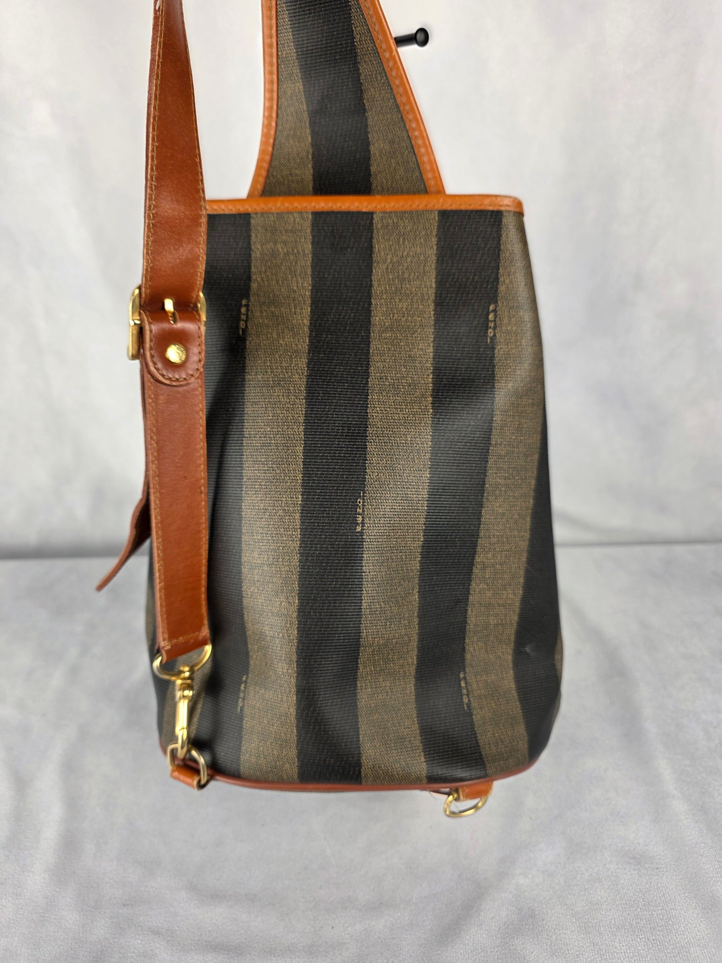 FENDI PEQUIN STRIPED SLING BACKPACK