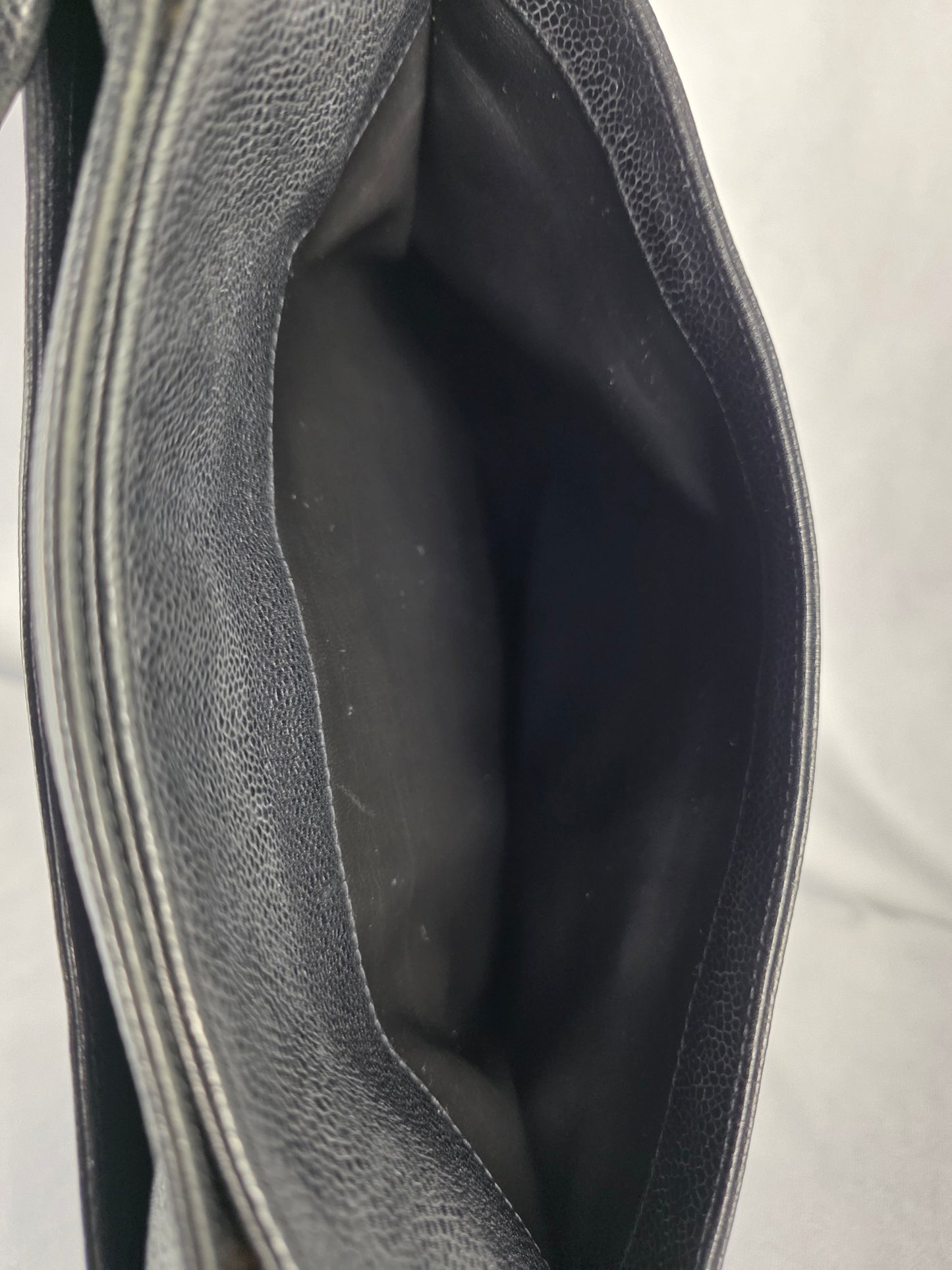 CHANEL VINTAGE COCO MARK BLACK CAVIAR LEATHER TOTE