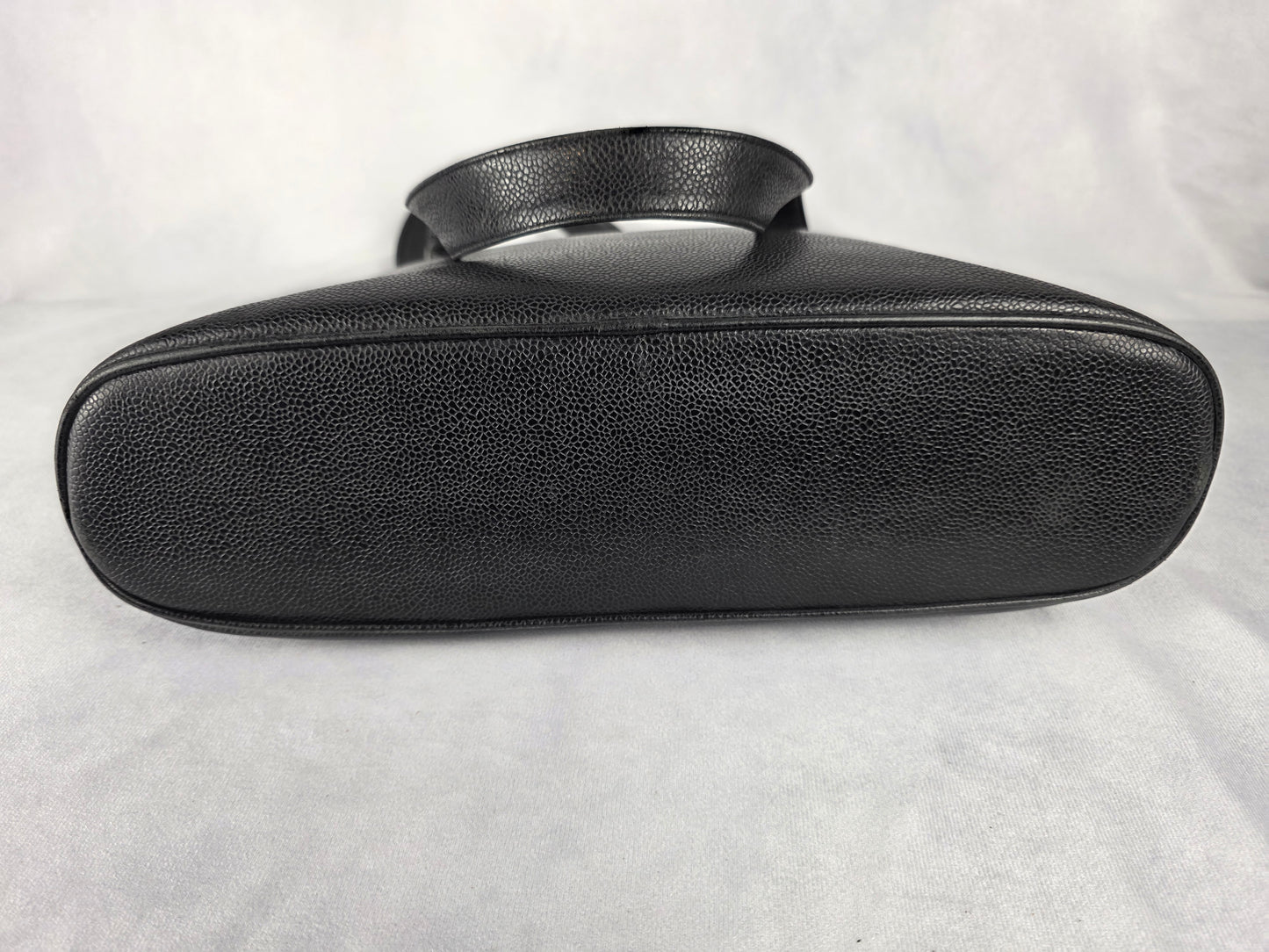 CHANEL VINTAGE COCO MARK BLACK CAVIAR LEATHER SHOULDER BAG