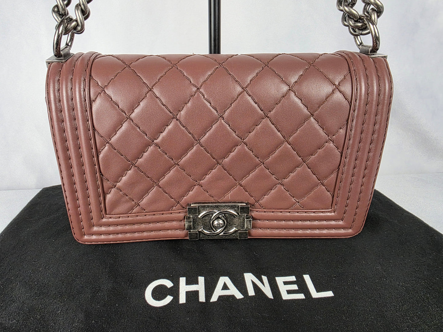 CHANEL QUILTED BRONZE PINK LEBOY OLD MEDIUM