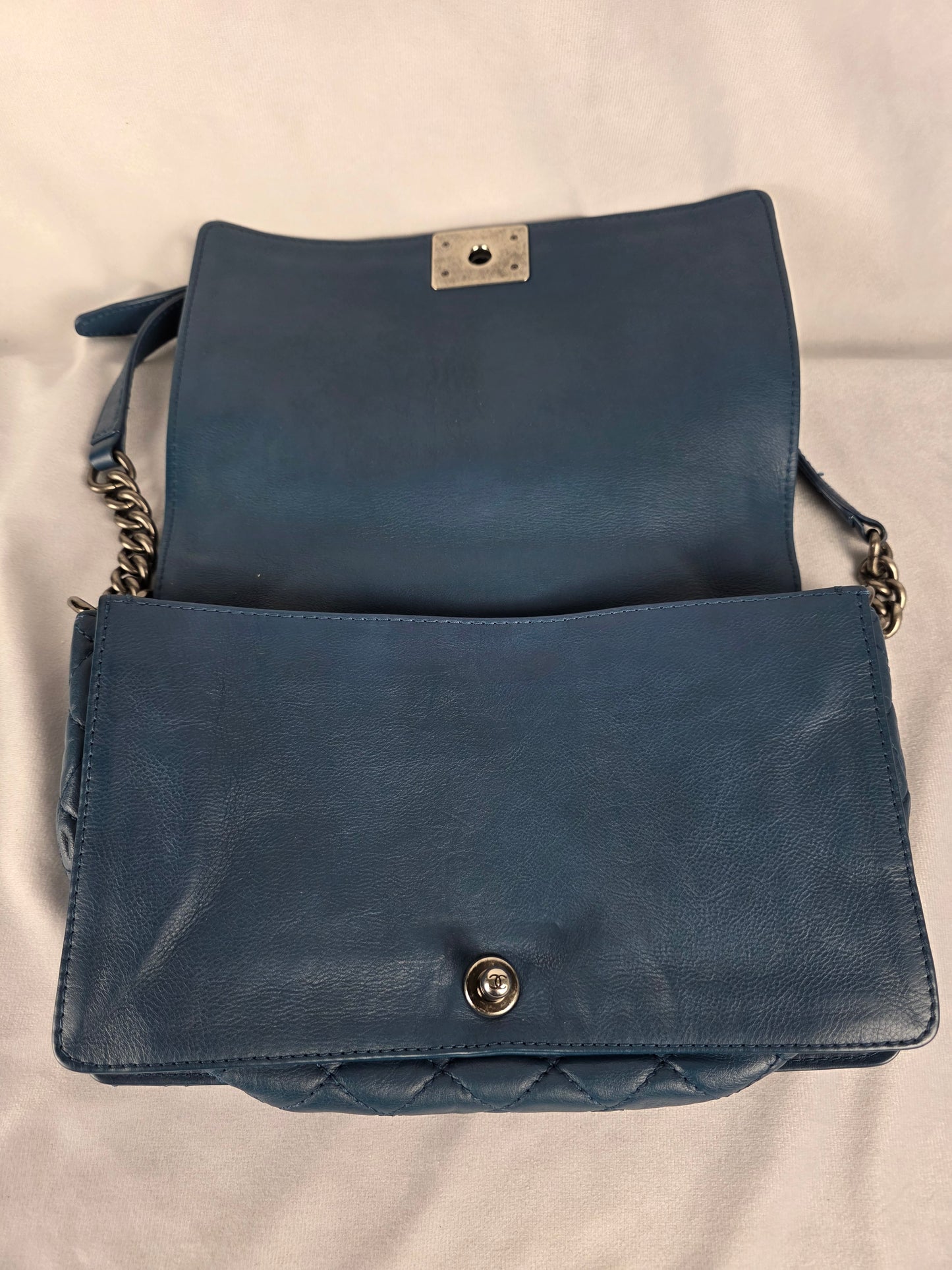 CHANEL LAMBSKIN BLUE REVERSO LEBOY "NEW" MEDIUM