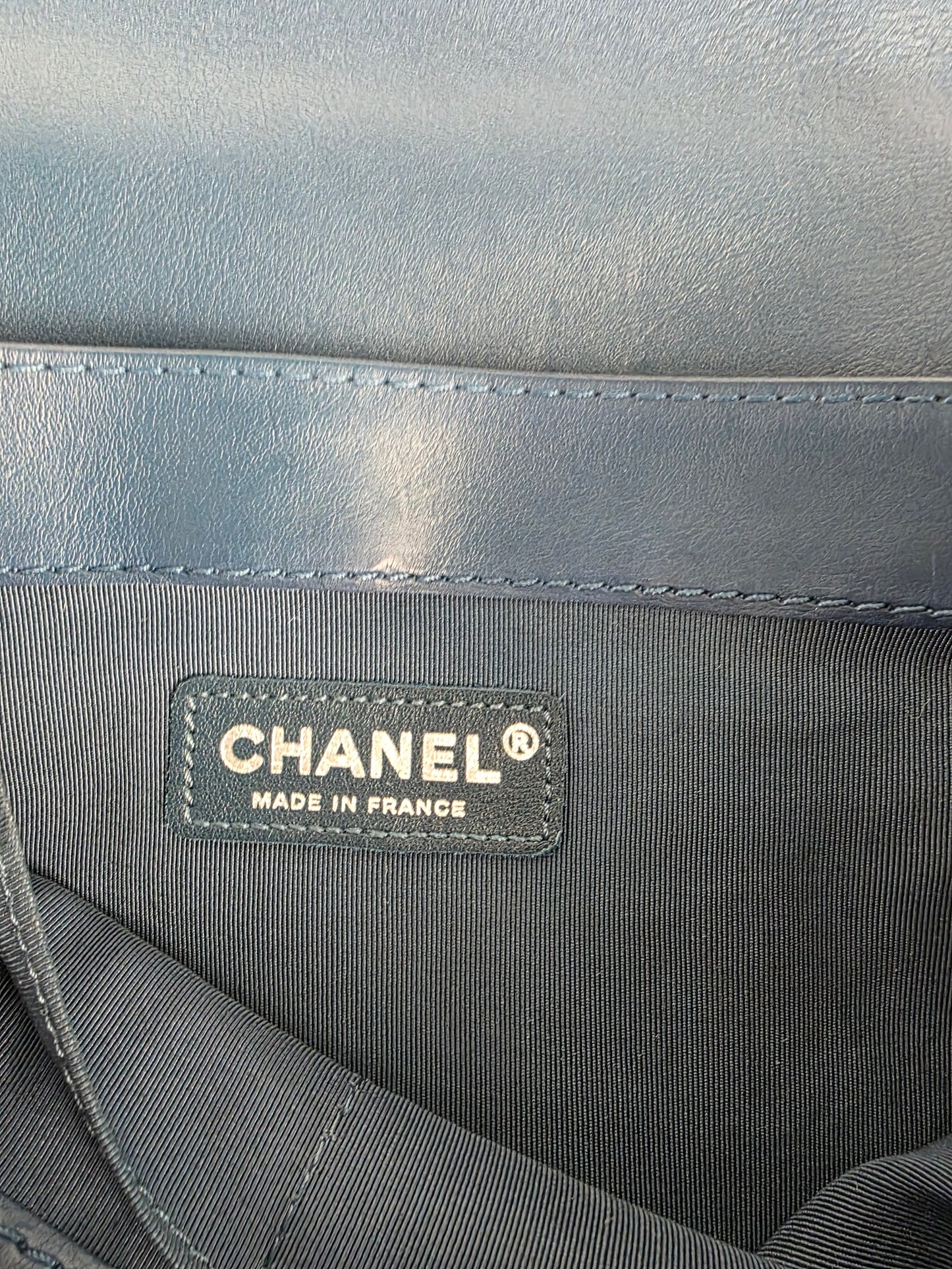CHANEL LAMBSKIN BLUE REVERSO LEBOY "NEW" MEDIUM