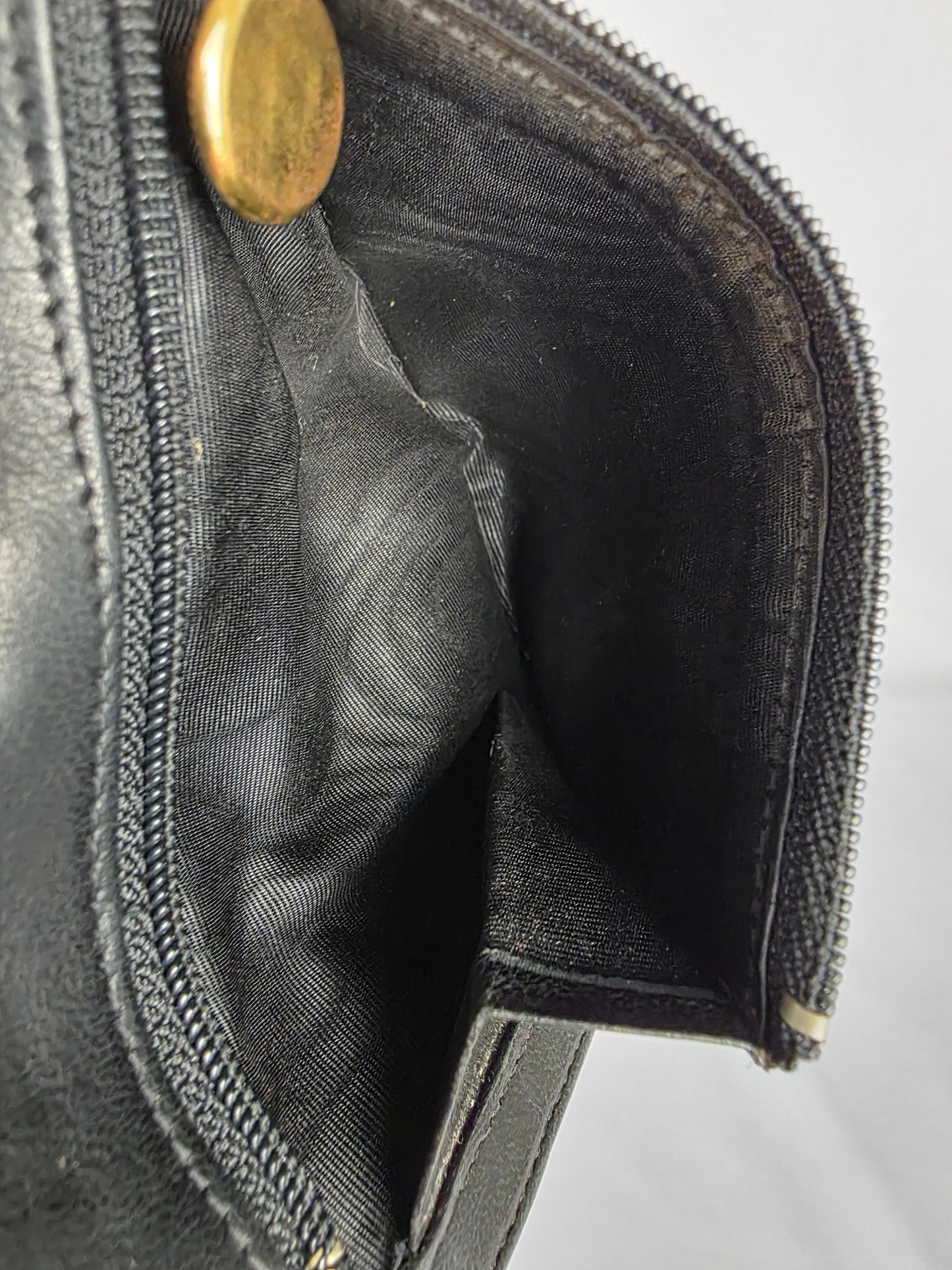 CHANEL VINTAGE COCO MARK BLACK LEATHER FLAP WALLET