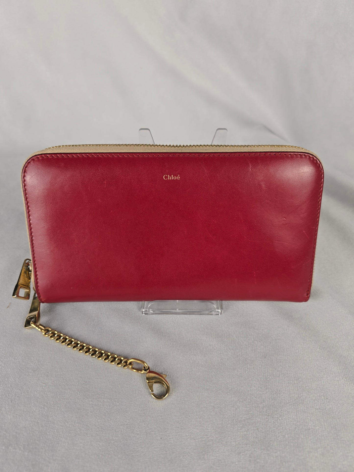 Chloe Two Tone Red/Cream Zippy Wallet