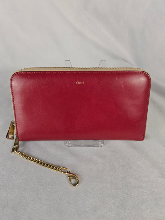 Chloe Two Tone Red/Cream Zippy Wallet