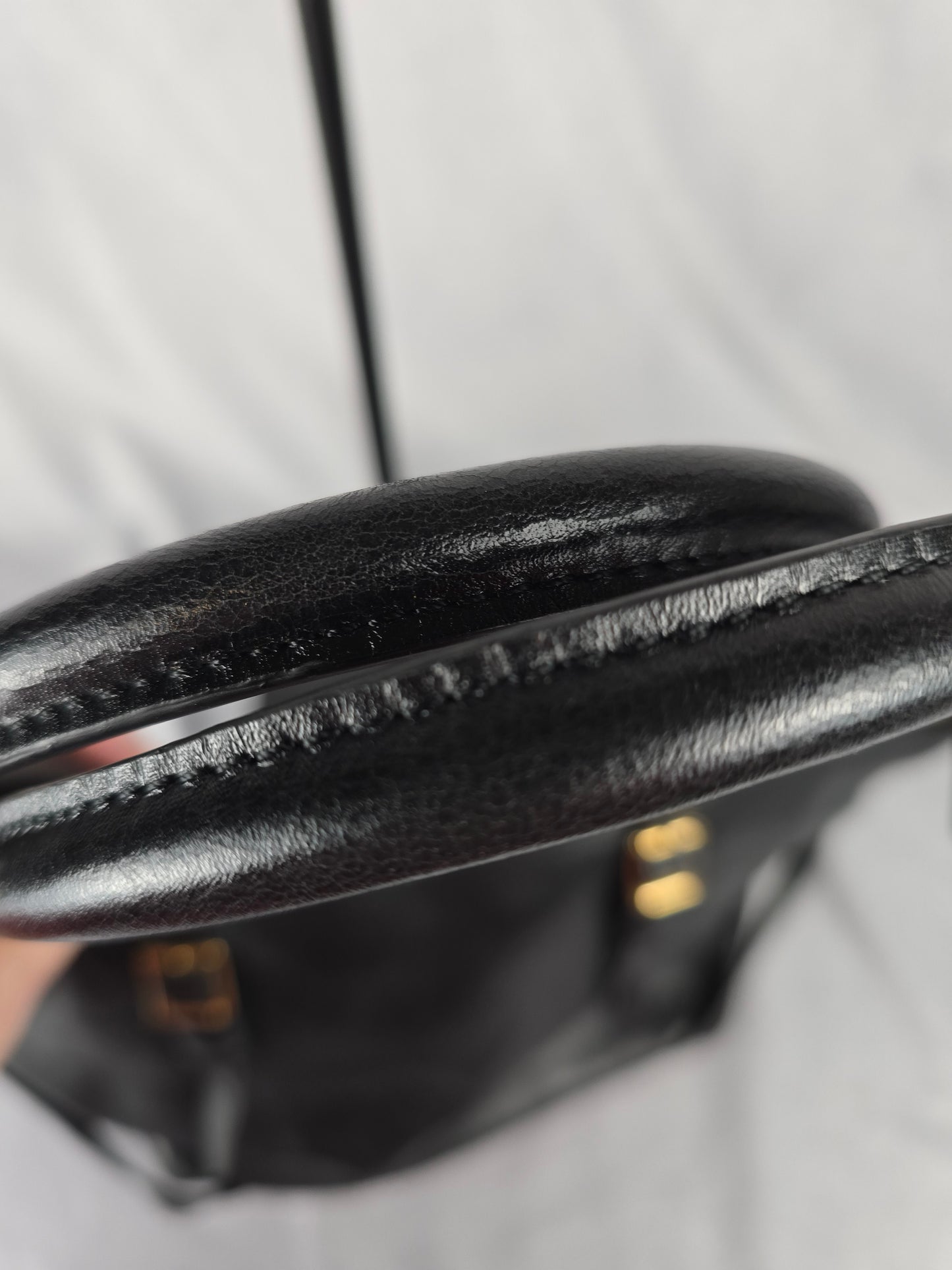 Burberry Black Calfskin with House Check Trim Salisbury Top Handle Bag