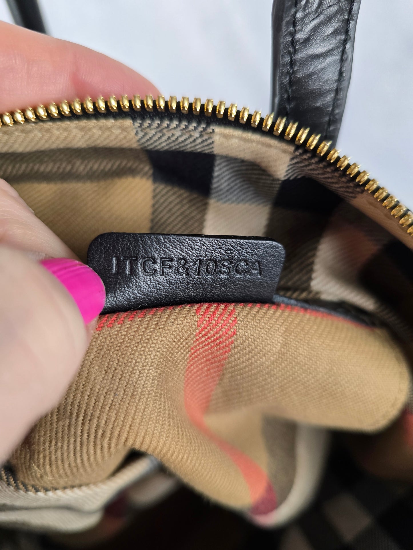 Burberry Black Calfskin with House Check Trim Salisbury Top Handle Bag