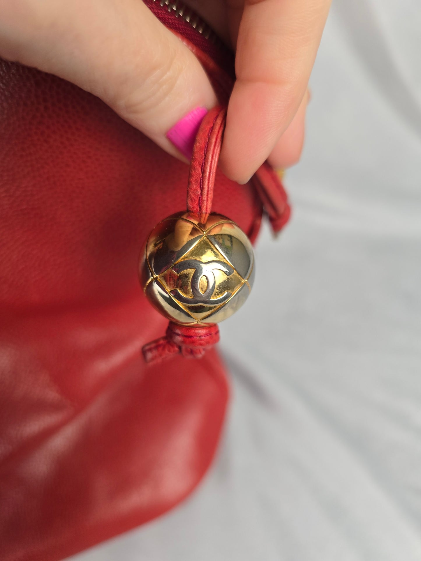 Chanel CC Large Dome Tote in Red Caviar Leather