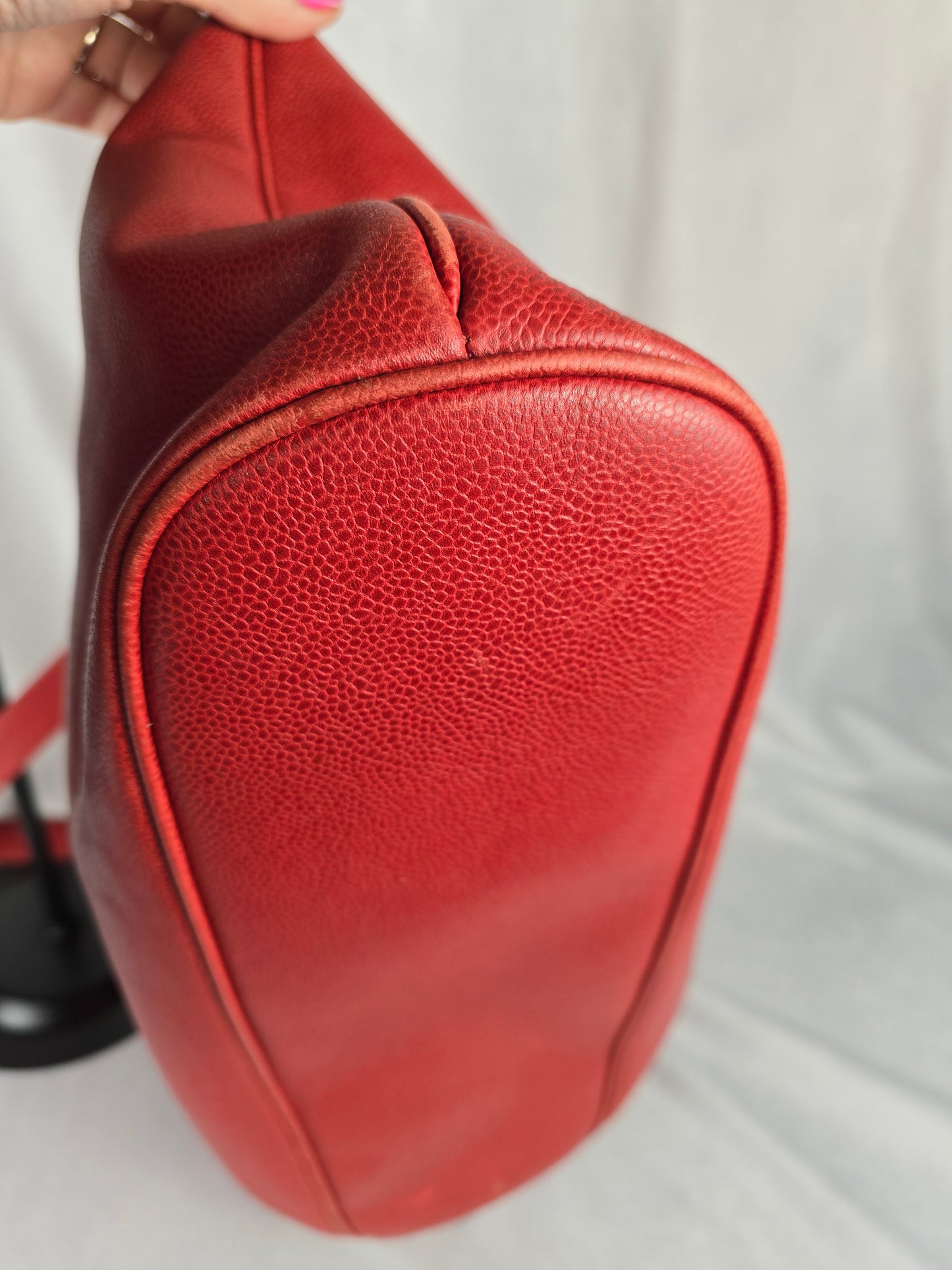 Chanel CC Large Dome Tote in Red Caviar Leather