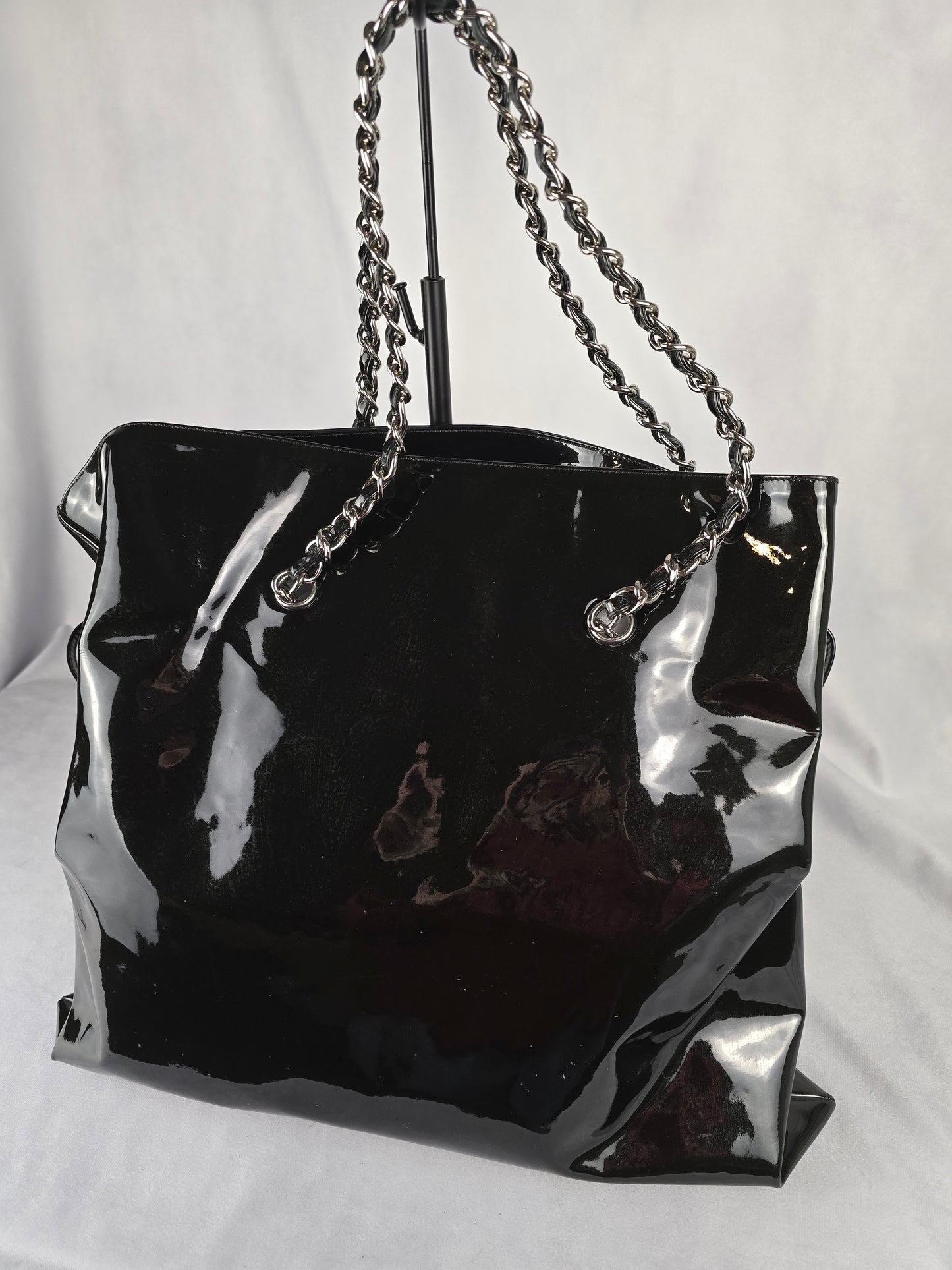 Chanel Black Patent Leather CC Tote