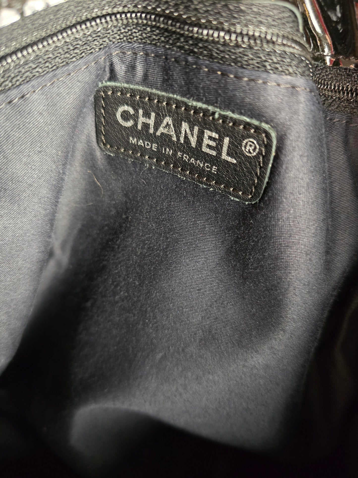 Chanel Black Patent Leather CC Tote