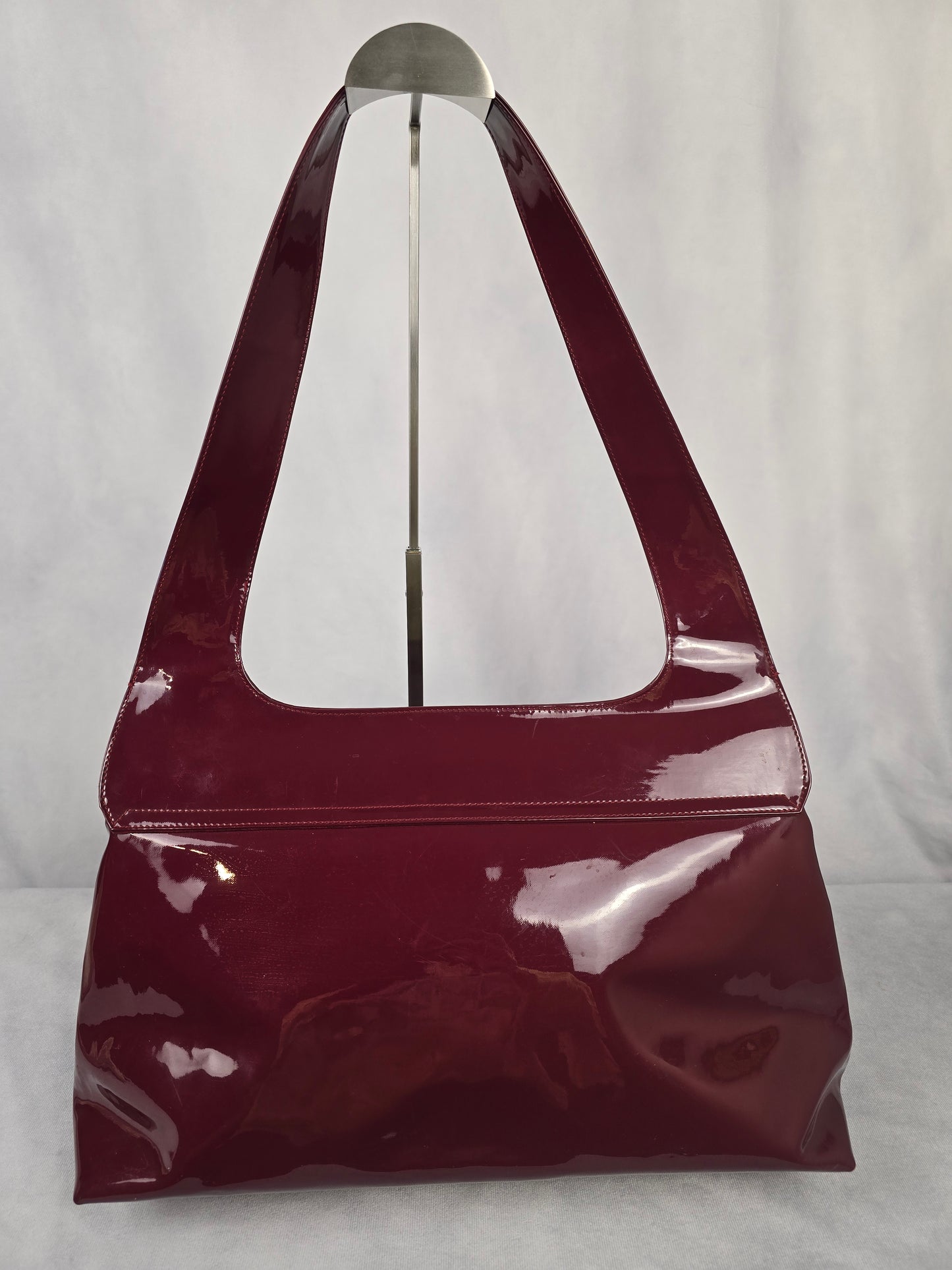 Ferragamo Red Patent Gancini Shoulder Bag