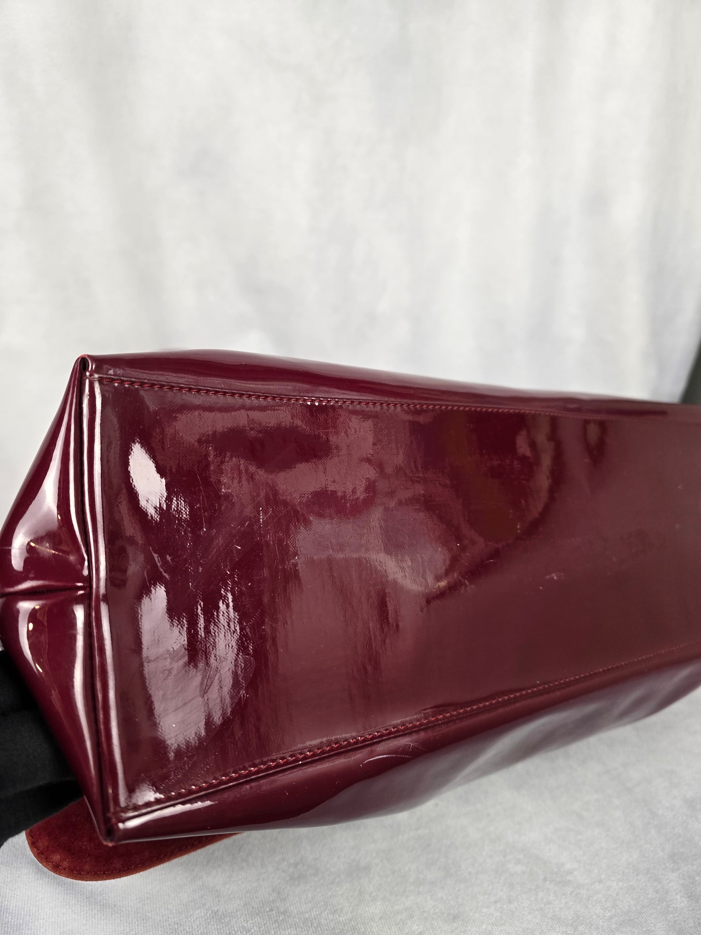 Ferragamo Red Patent Gancini Shoulder Bag