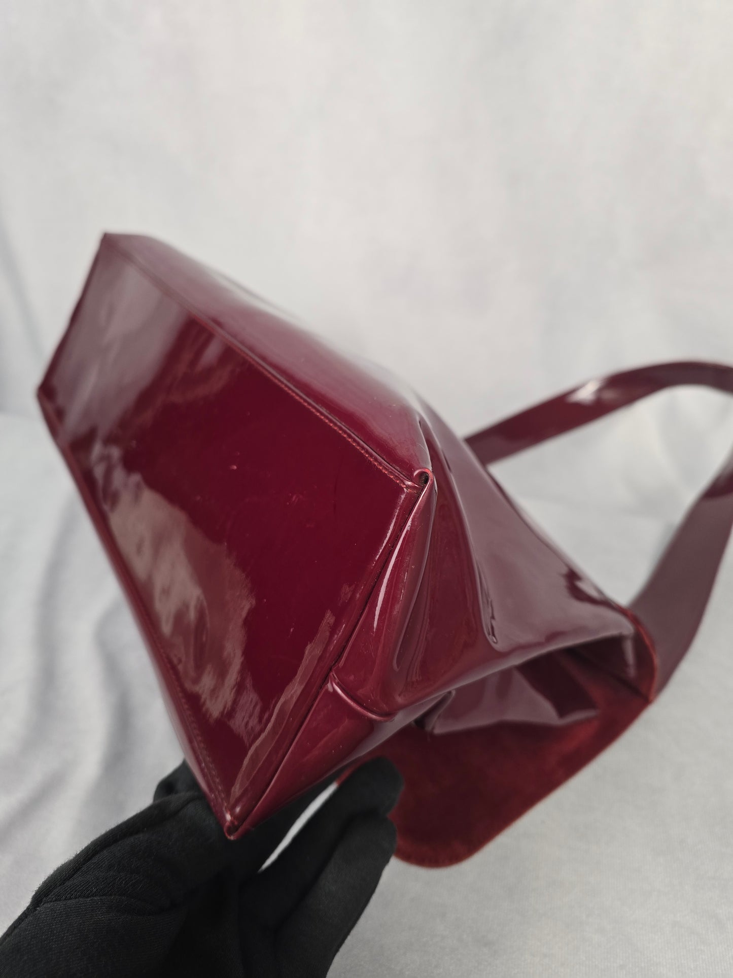 Ferragamo Red Patent Gancini Shoulder Bag