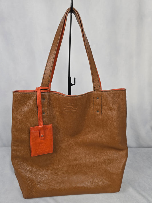 Burberry Reversible Brown/Orange Leather Tote
