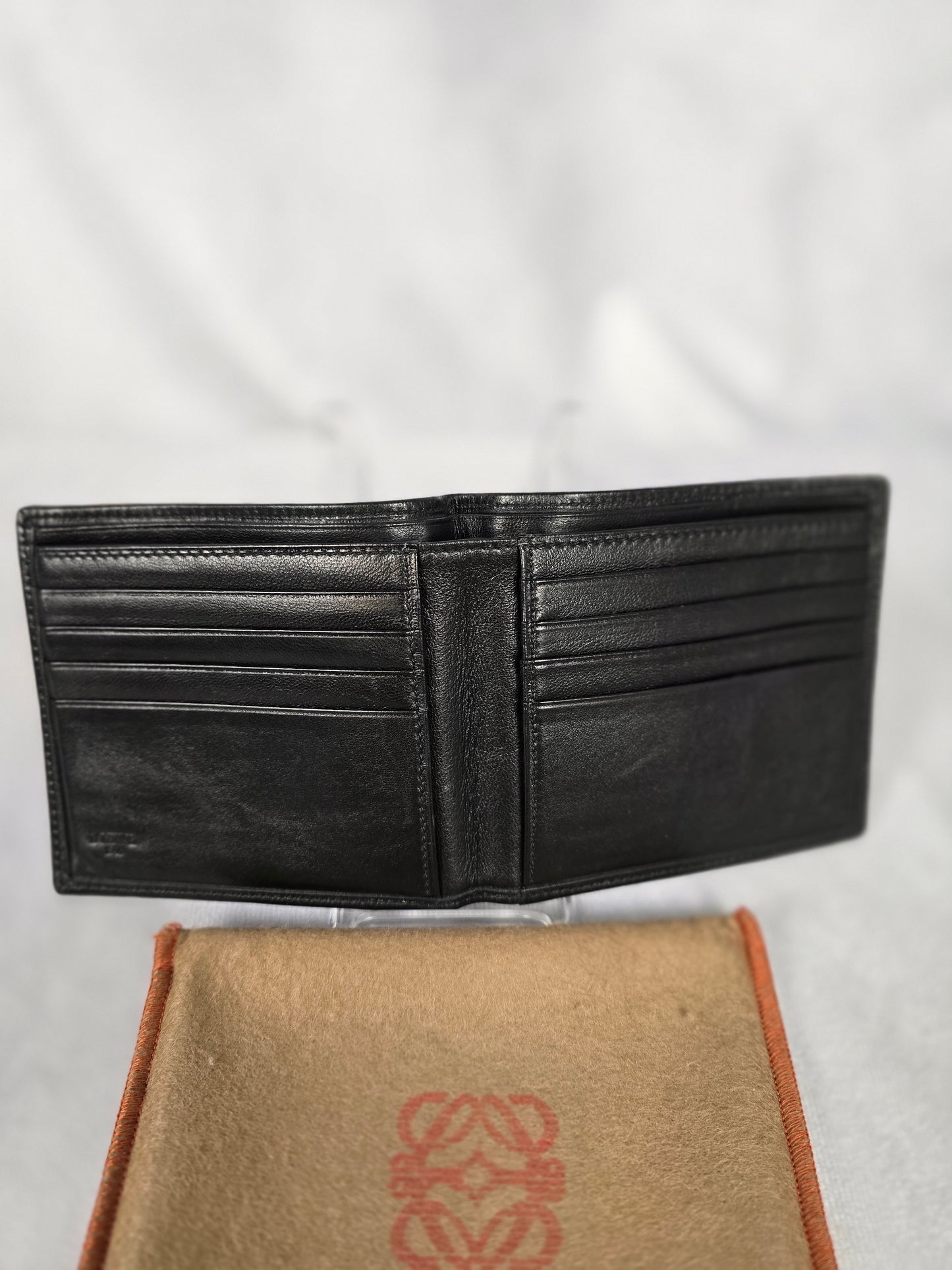 Loewe Tumbled Calfskin Leather Black Mens Wallet